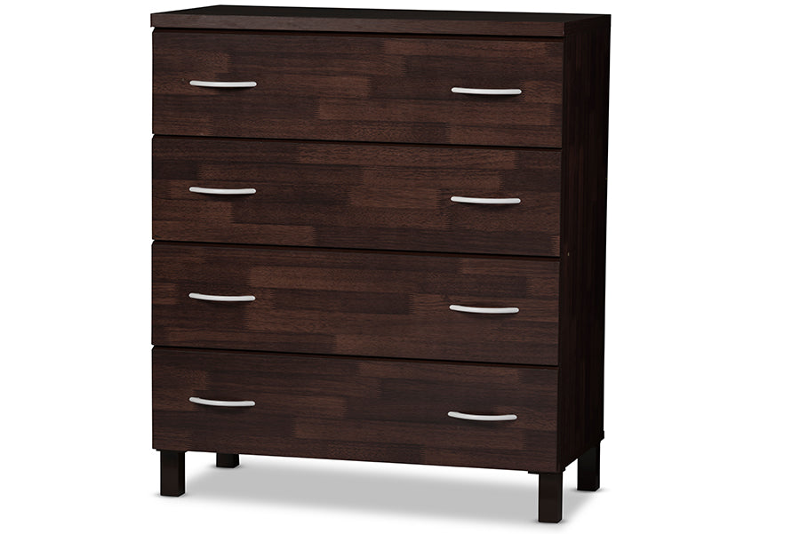 Baxton Studio Maison Modern and Contemporary Oak Brown Finish Wood 4-Drawer Storage Chest