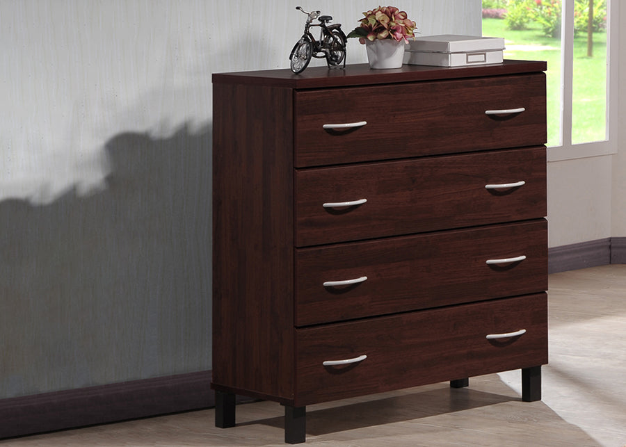 Baxton Studio Maison Modern and Contemporary Oak Brown Finish Wood 4-Drawer Storage Chest