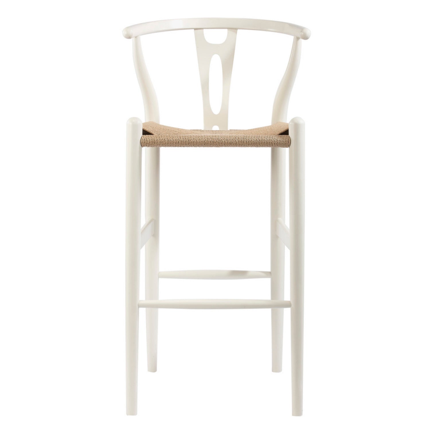 Baxton Studio Mid-Century Modern Wishbone Stool - White Wood Y Stool