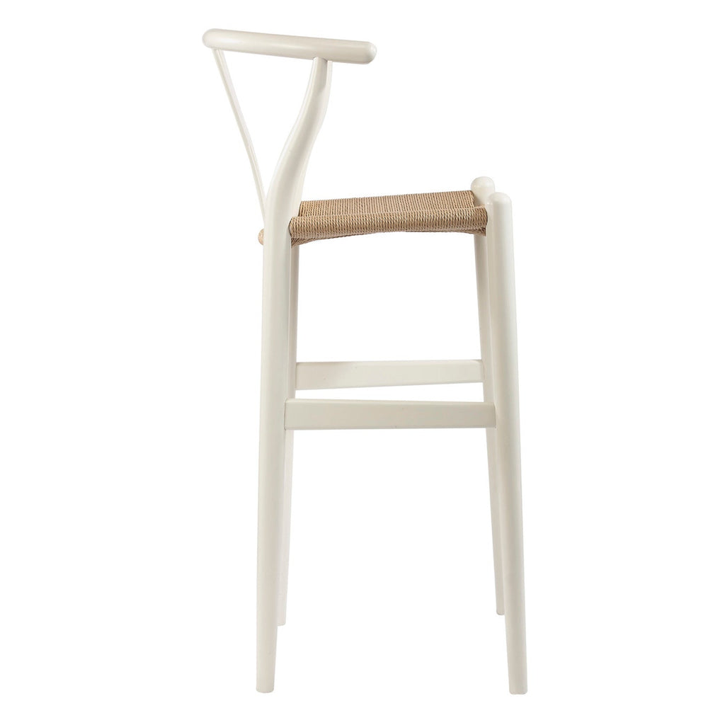 Baxton Studio Mid-Century Modern Wishbone Stool - White Wood Y Stool