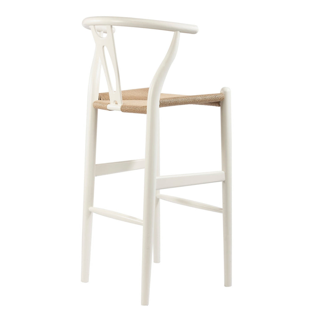 Baxton Studio Mid-Century Modern Wishbone Stool - White Wood Y Stool