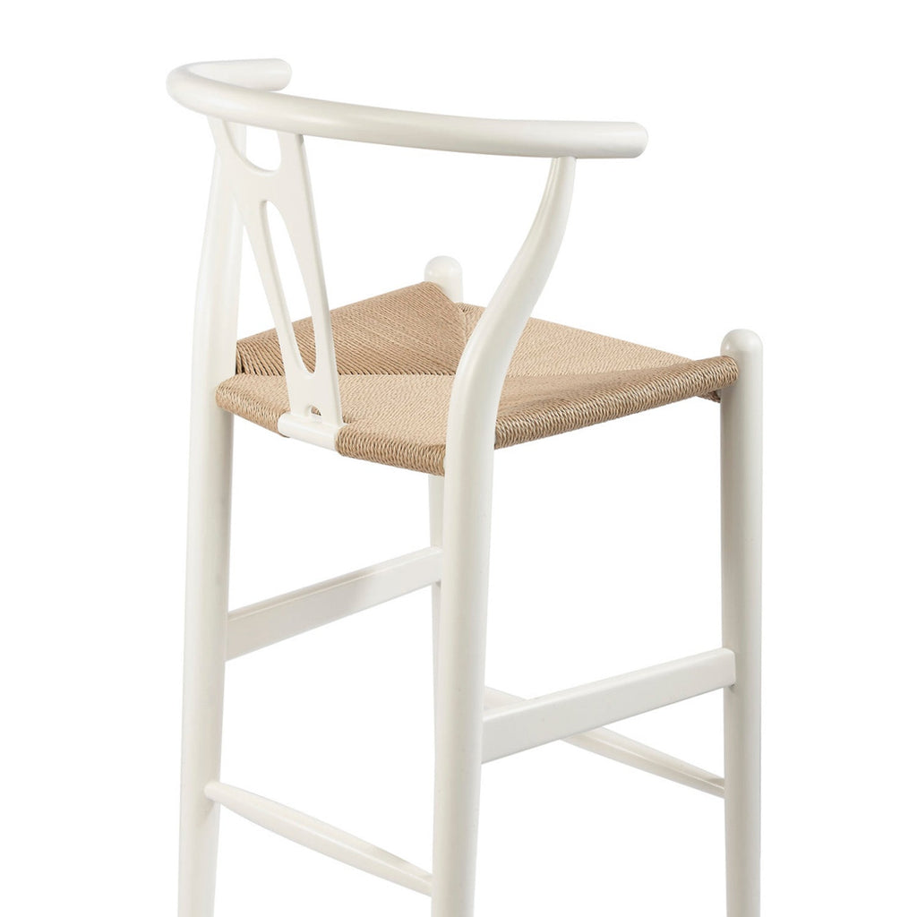 Baxton Studio Mid-Century Modern Wishbone Stool - White Wood Y Stool