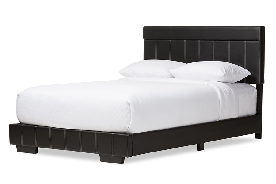 Baxton Studio Solo Modern and Contemporary Black Faux Leather Full Size Platform Bed