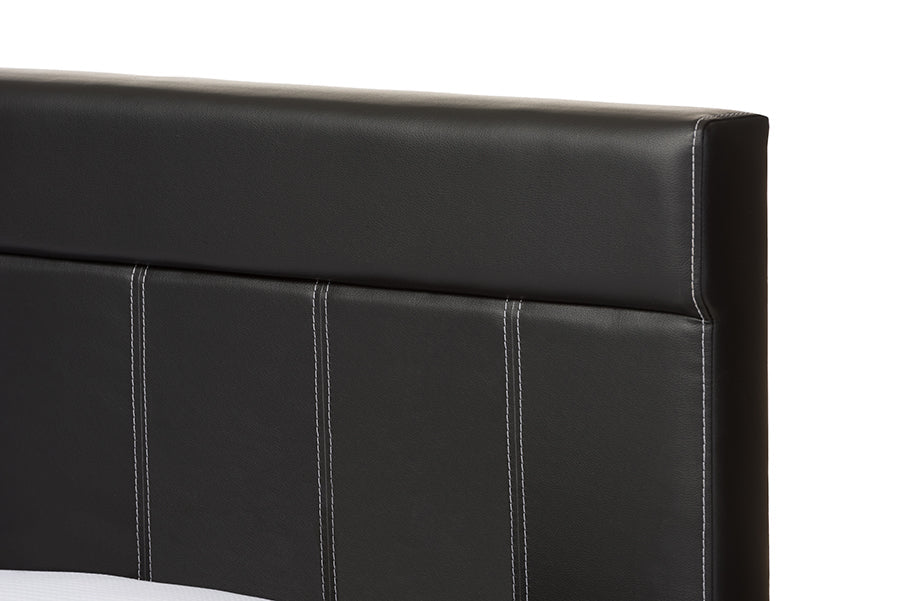 Baxton Studio Solo Modern and Contemporary Black Faux Leather Full Size Platform Bed
