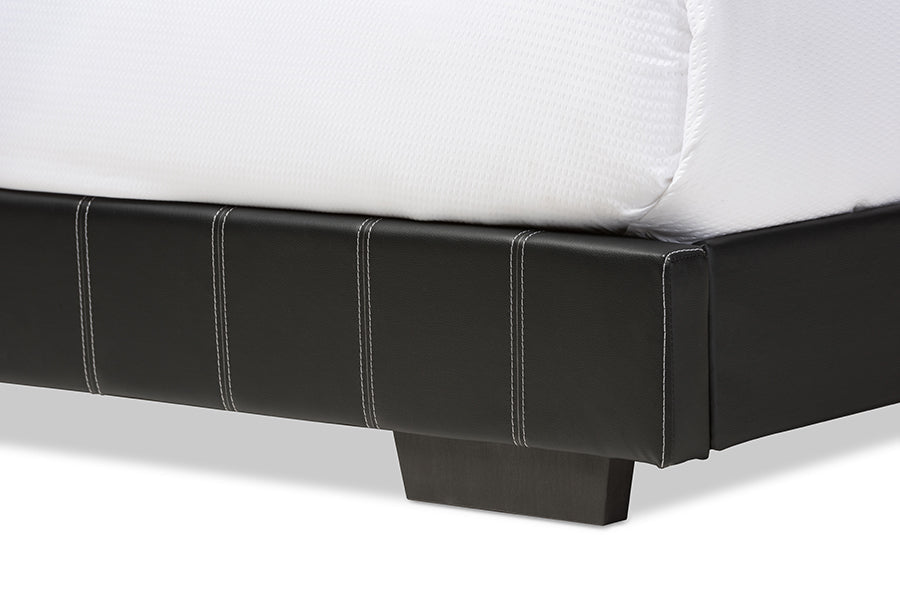 Baxton Studio Solo Modern and Contemporary Black Faux Leather Full Size Platform Bed