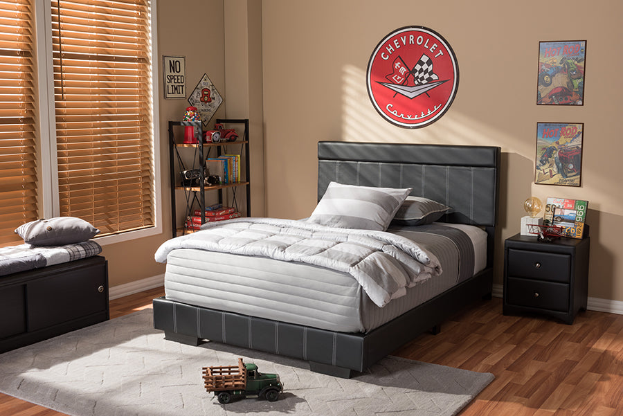 Baxton Studio Solo Modern and Contemporary Black Faux Leather Full Size Platform Bed
