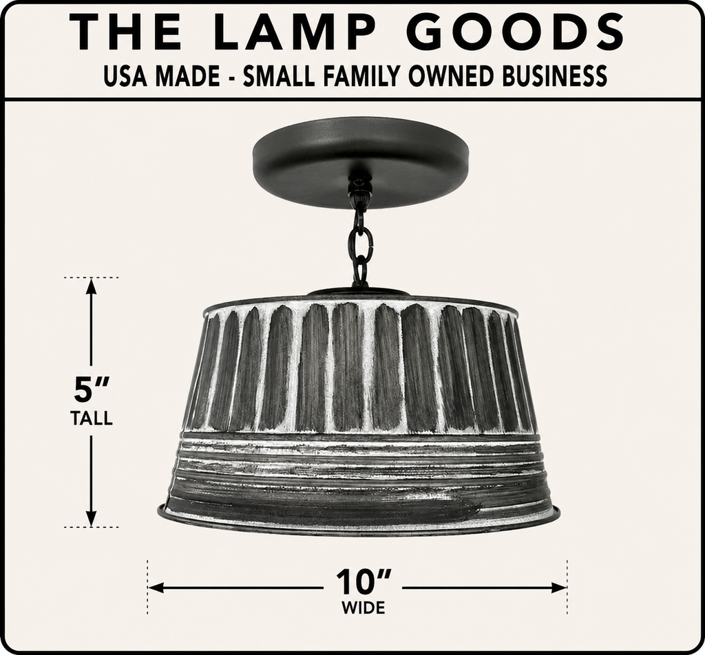 Black Ribbed Galvanized Ceiling Light