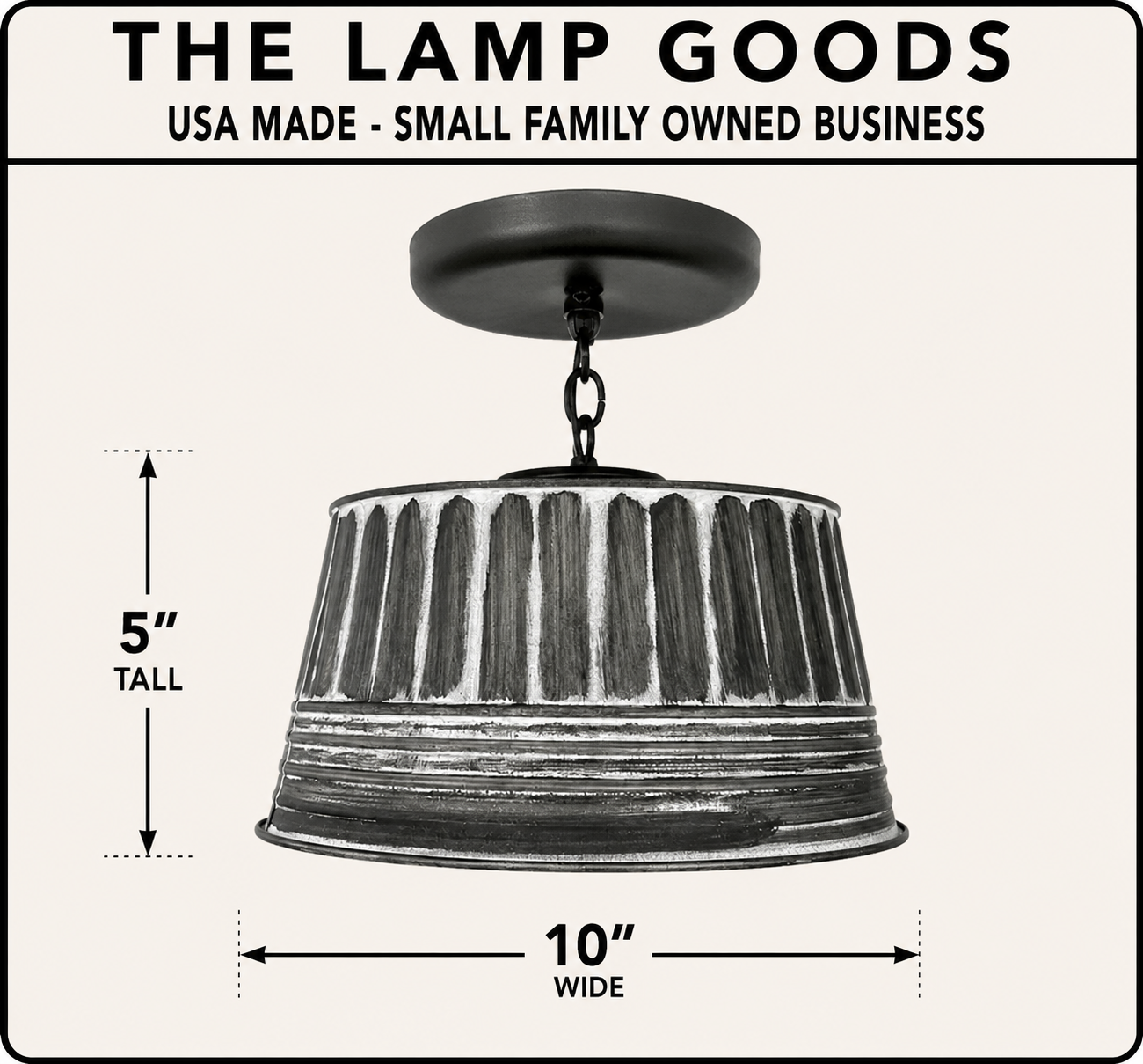 Black Ribbed Galvanized Ceiling Light