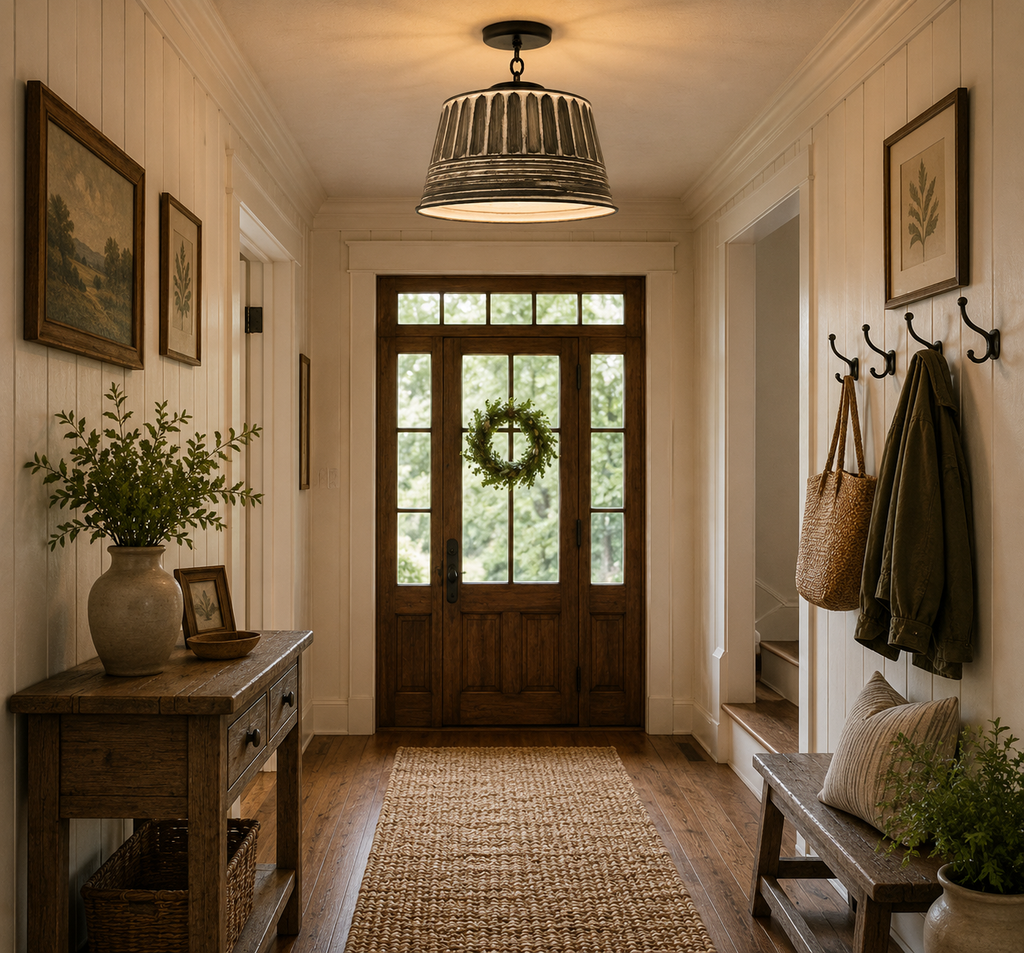 Black Ribbed Galvanized Ceiling Light