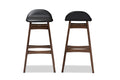Baxton Studio Bloom Mid-century Retro Modern Scandinavian Style Black Faux Leather Upholstered Walnut Wood Finishing 30-Inches Bar Stool (Set of 2)