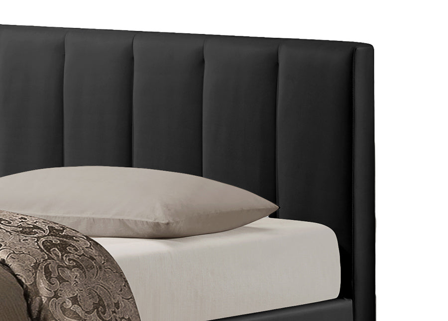 Baxton Studio Templemore Black Leather Contemporary Queen-Size Bed