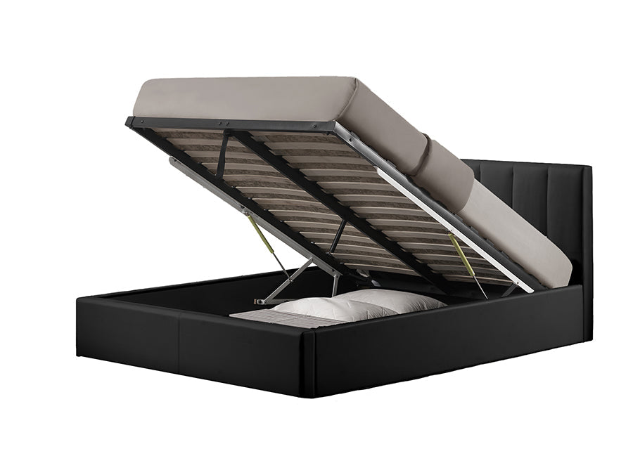 Baxton Studio Templemore Black Leather Contemporary Queen-Size Bed