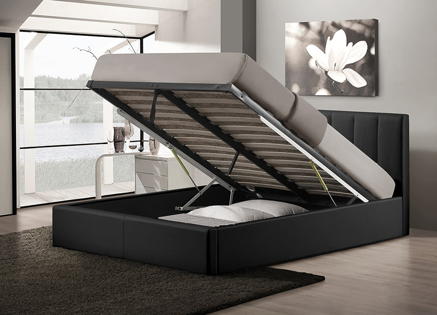 Baxton Studio Templemore Black Leather Contemporary Queen-Size Bed