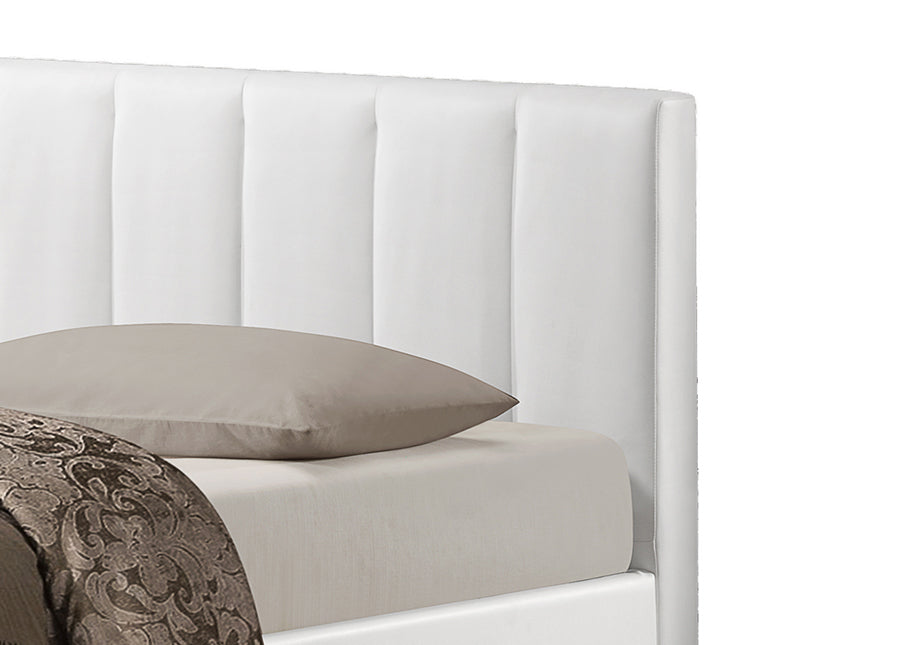 Baxton Studio Templemore White Leather Contemporary Queen-Size Bed