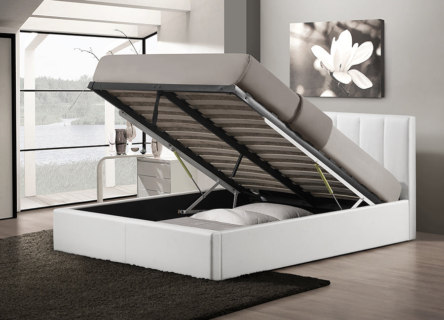 Baxton Studio Templemore White Leather Contemporary Queen-Size Bed