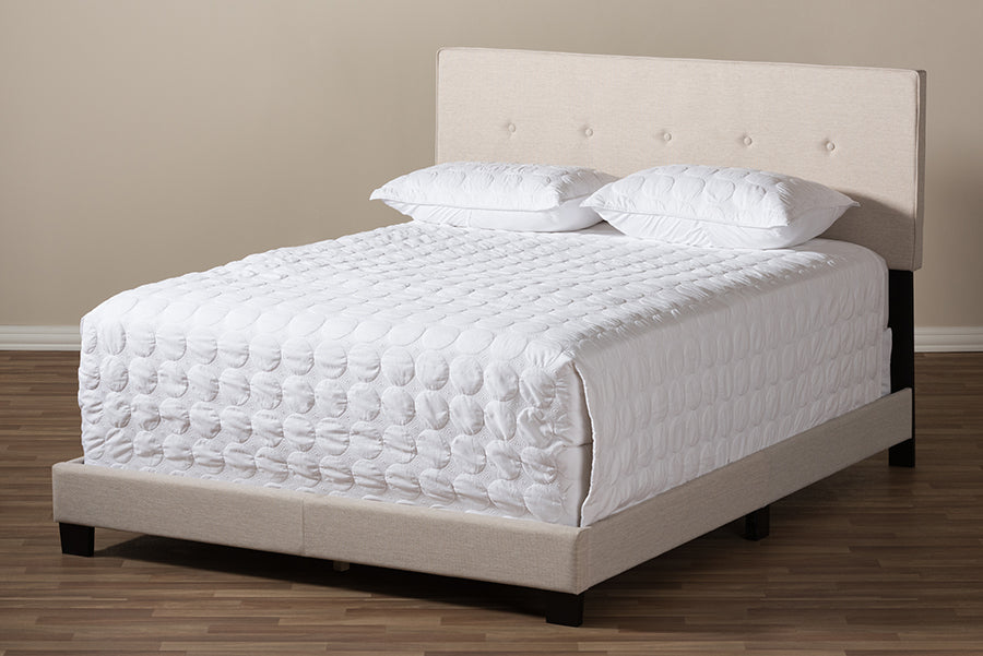 Baxton Studio Hampton Modern and Contemporary Light Beige Fabric Upholstered Full Size Bed