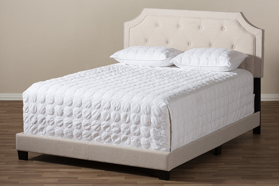 Baxton Studio Willis Modern and Contemporary Light Beige Fabric Upholstered King Size Bed