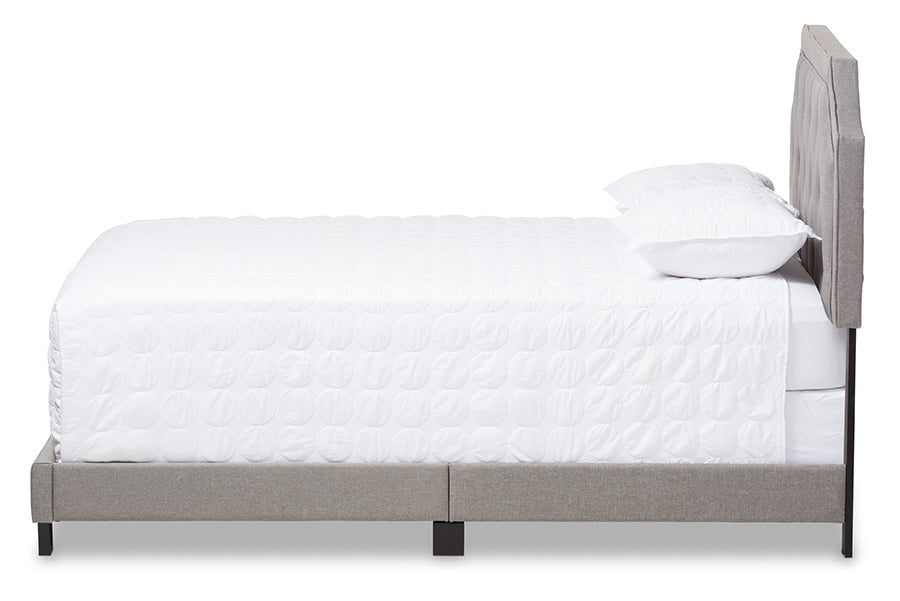Baxton Studio Willis Modern and Contemporary Light Grey Fabric Upholstered Queen Size Bed