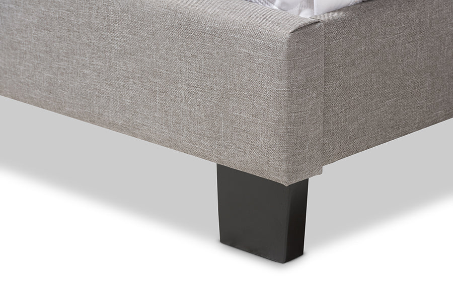 Baxton Studio Willis Modern and Contemporary Light Grey Fabric Upholstered King Size Bed