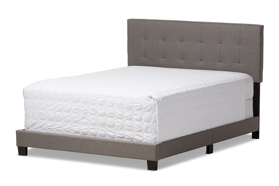 Baxton Studio Brookfield Modern and Contemporary Grey Fabric Upholstered Grid-tufting King Size Bed