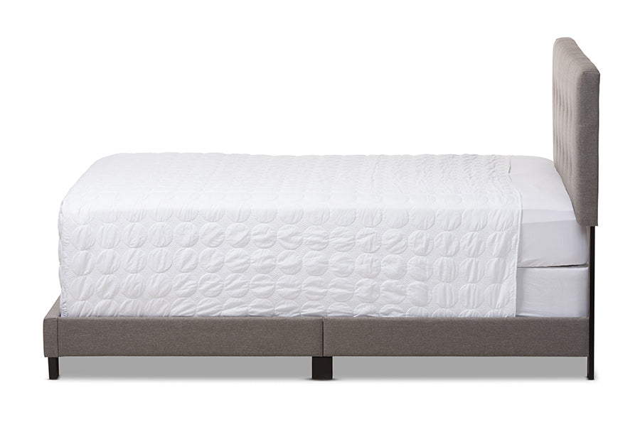 Baxton Studio Brookfield Modern and Contemporary Grey Fabric Upholstered Grid-tufting King Size Bed