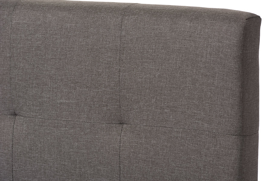 Baxton Studio Brookfield Modern and Contemporary Grey Fabric Upholstered Grid-tufting King Size Bed