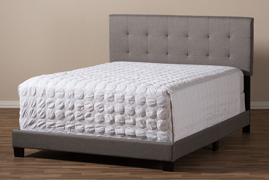 Baxton Studio Brookfield Modern and Contemporary Grey Fabric Upholstered Grid-tufting King Size Bed