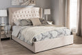 Baxton Studio Taylor Modern and Contemporary Light Beige Fabric Queen Size Gas-Lift Platform Bed