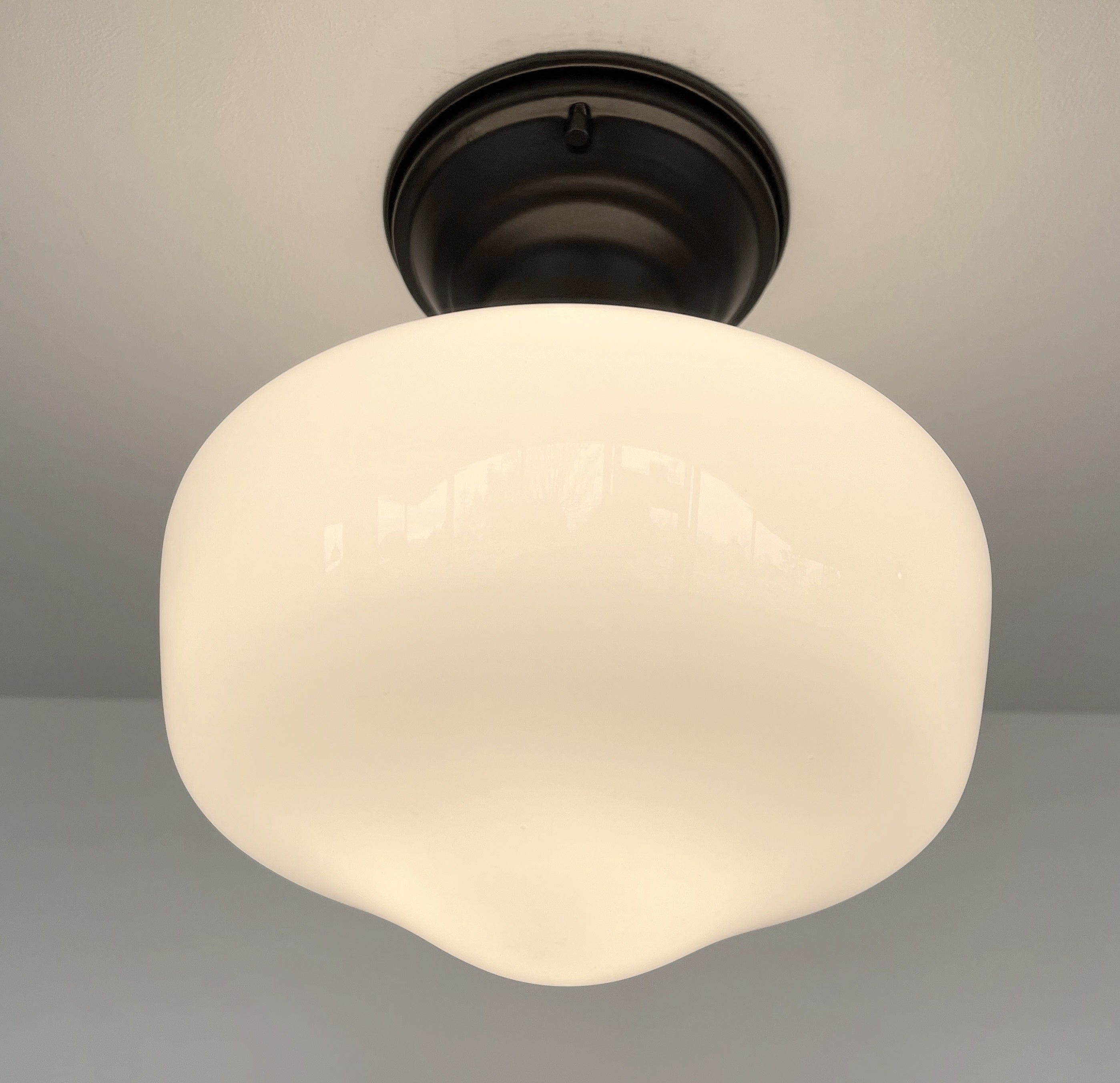 Modern Milk Glass Schoolhouse Ceiling Light | 8"