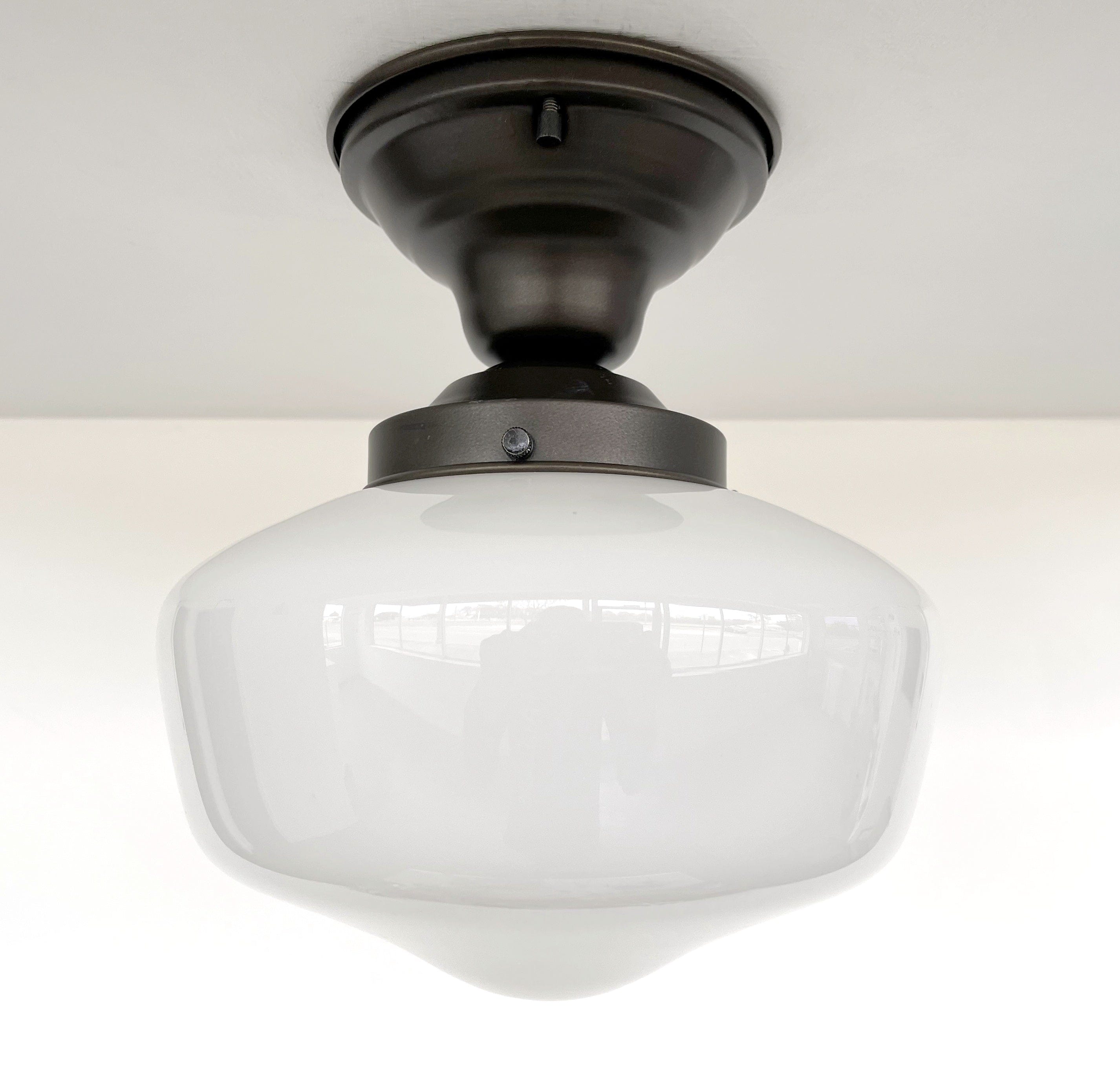 Modern Milk Glass Schoolhouse Ceiling Light | 8"