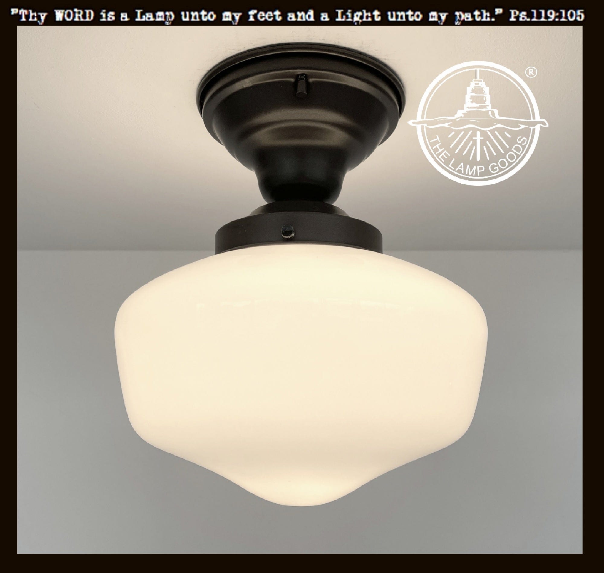 Modern Milk Glass Schoolhouse Ceiling Light | 8"
