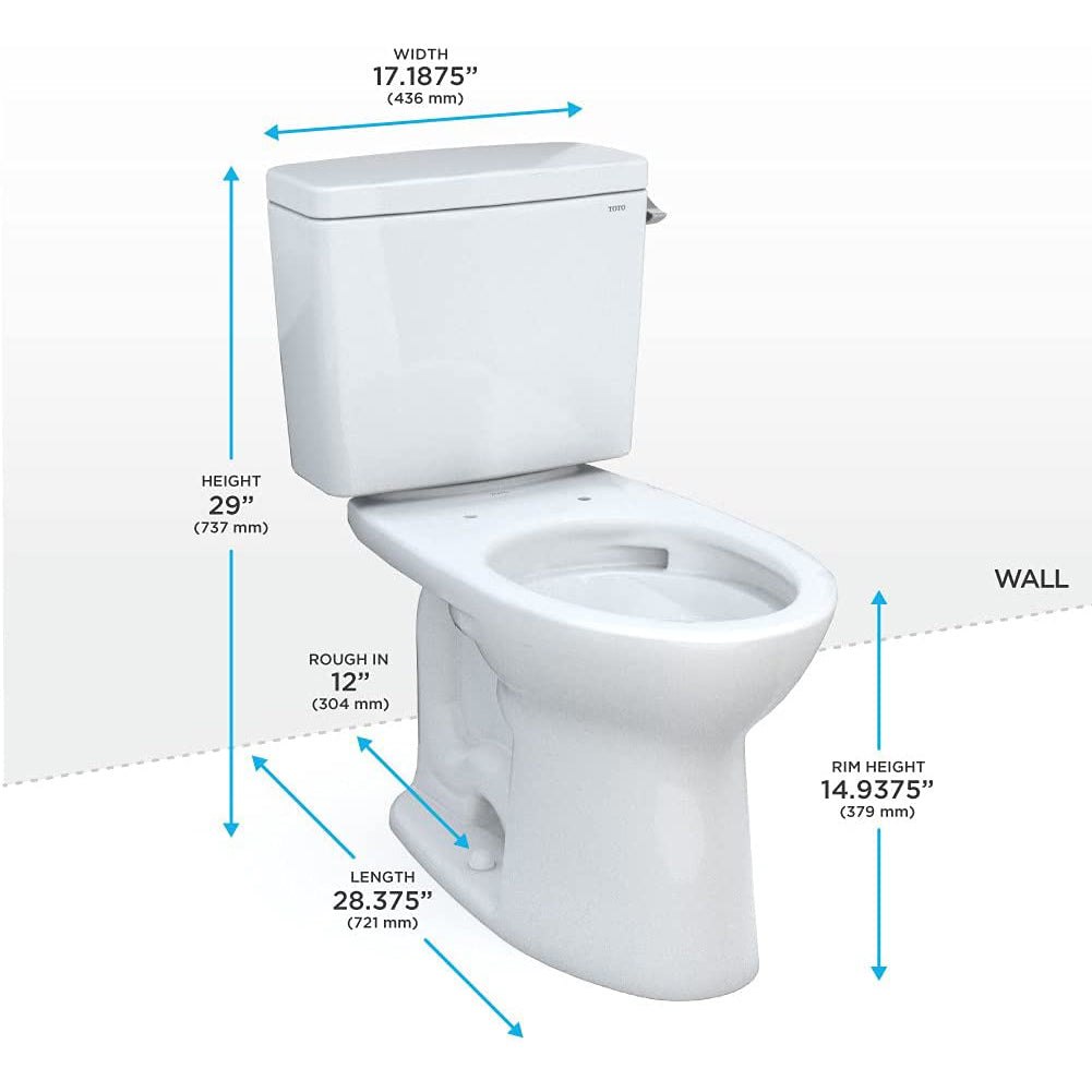 TOTO Drake 2-Piece Elongated Toilet with CeFiONtect and 1.28 GPF Tornado Flush, Right-Hand Lever, CST776CERG#01
