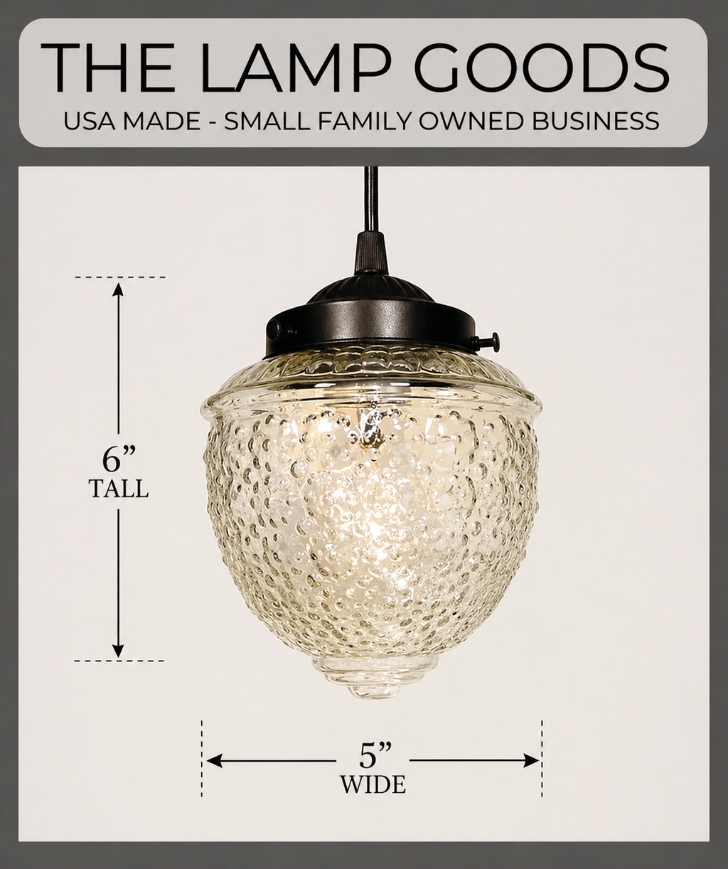 Antique Acorn Clear Glass Pendant Light | 5"