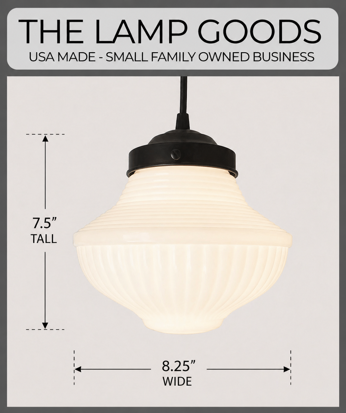 Vintage Traditional Milk Glass Pendant Light | 8.25"