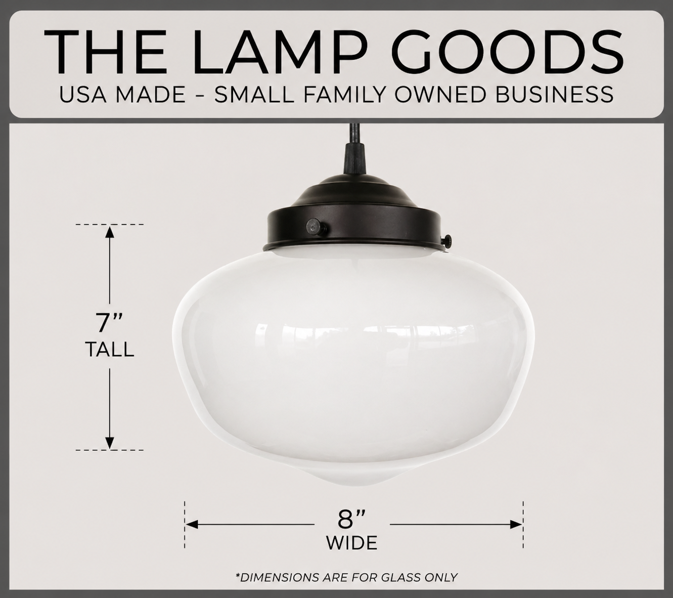 Modern Milk Glass Schoolhouse Pendant Light | 8"