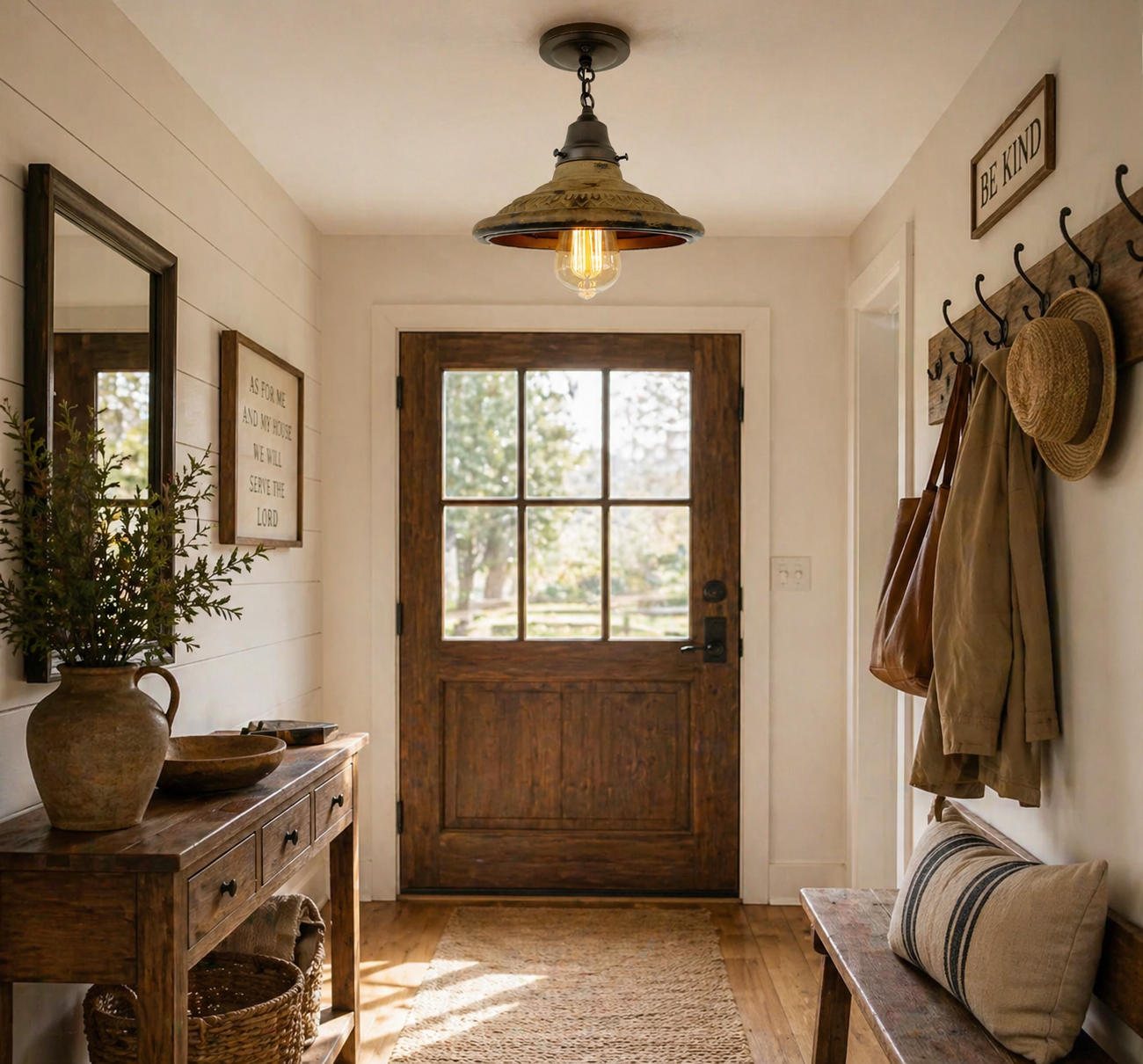 Rustic Industrial Farmhouse Ceiling Light | 8.5"W | Metal Flush Mount