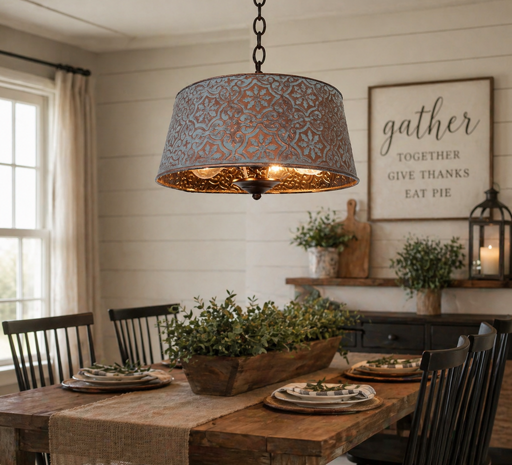 Ornate Copper Farmhouse Chandelier Lighting