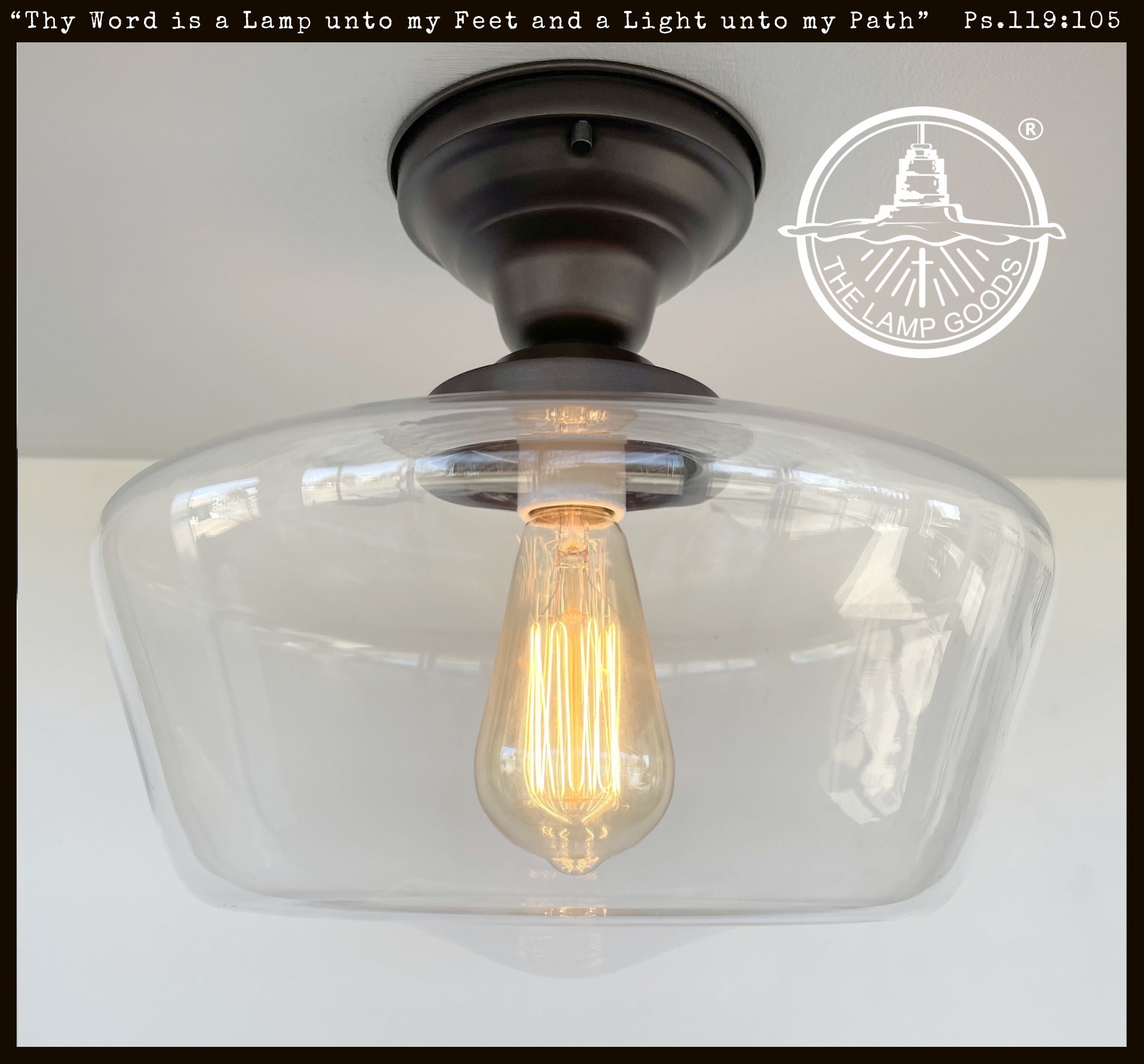 Large Clear Glass Schoolhouse Ceiling Light | 12"