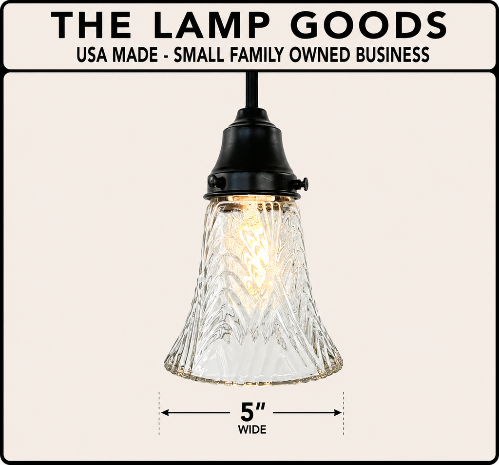 Clear Chevron Ribbed Vintage Pendant