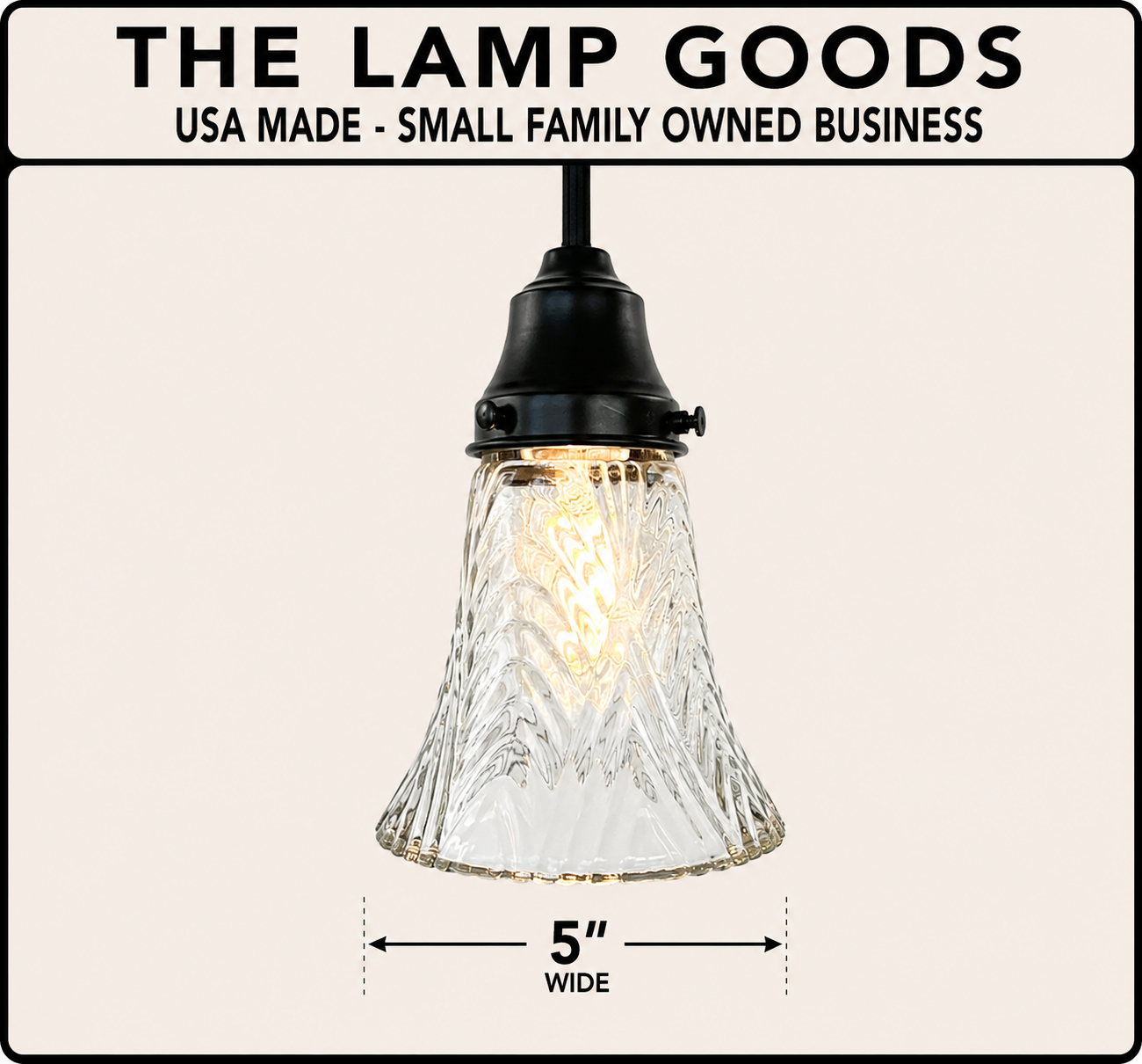 Clear Chevron Ribbed Vintage Pendant