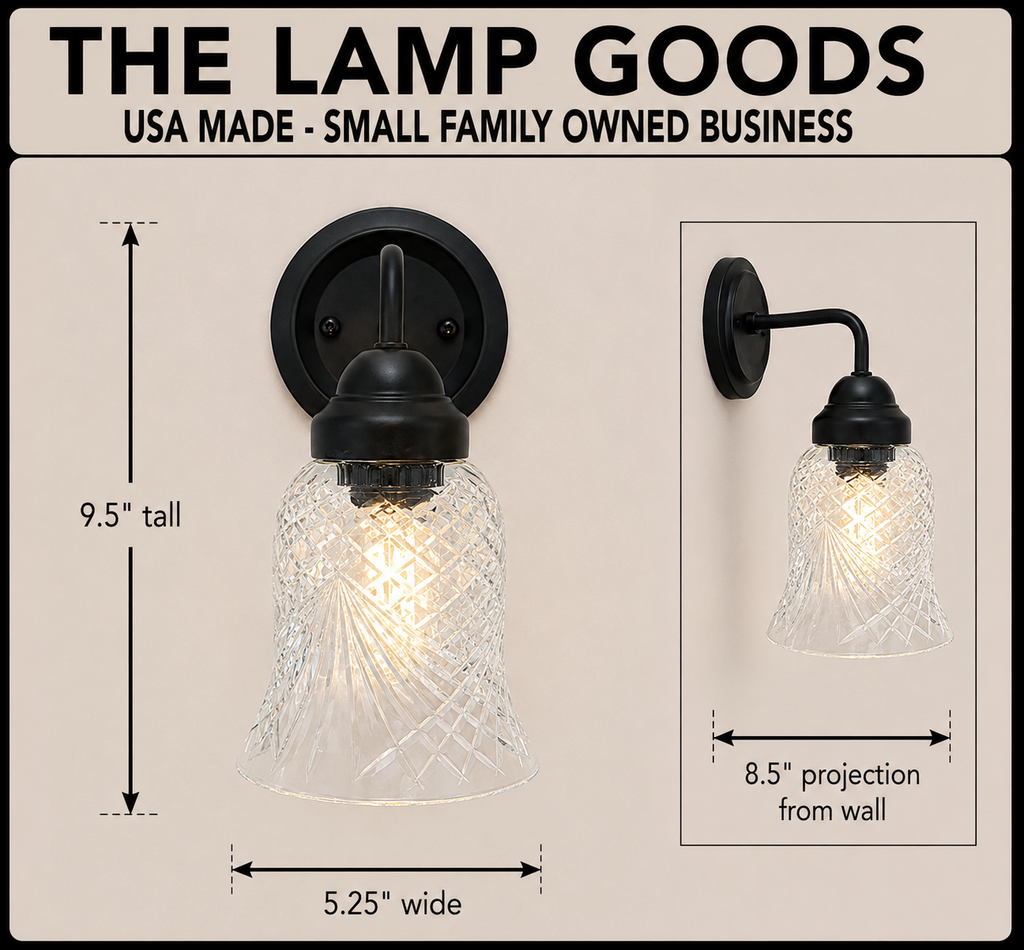 Clear Crosscut Crystal Style Wall Sconce