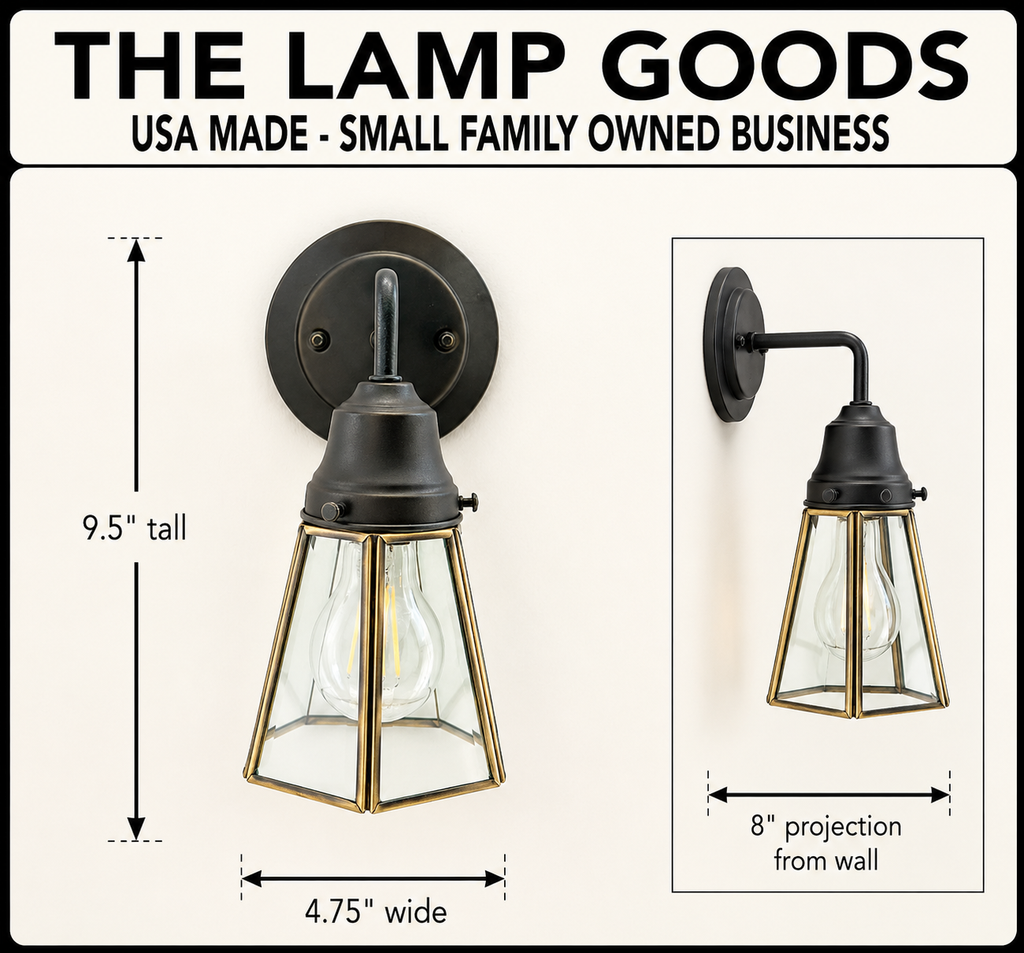 Clear Glass and Brass Wall Sconce or Pendant Light