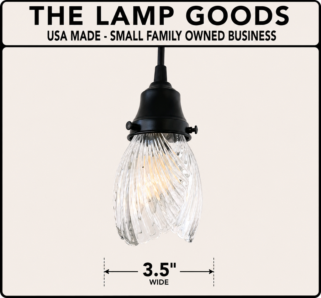 Clear Swirl Ribbed Heavy Vintage Pendant