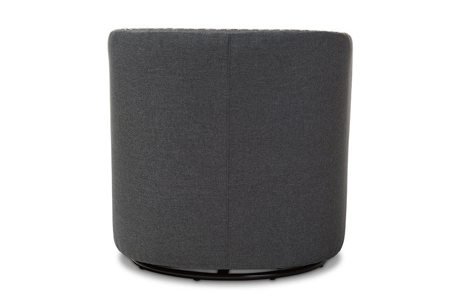 Baxton Studio Finley Mid-century Modern Grey Fabric Upholstered Swivel Armchair