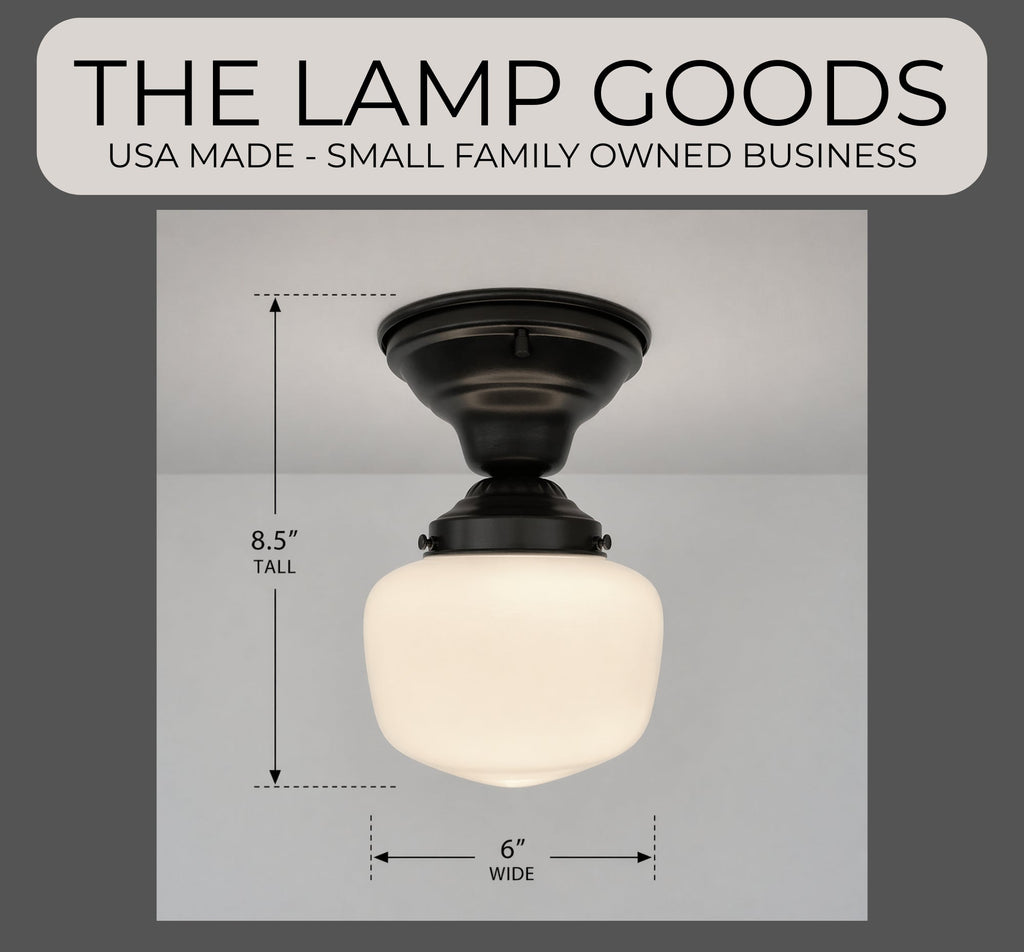 Simple Schoolhouse Milk Glass |6"| Ceiling Light