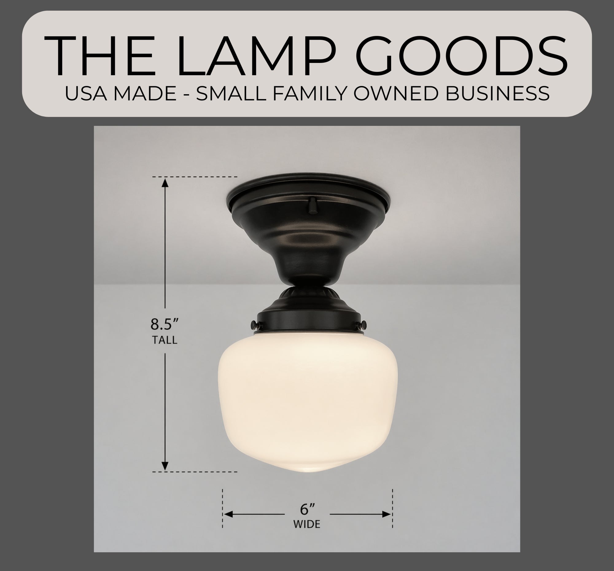 Simple Schoolhouse Milk Glass |6"| Ceiling Light