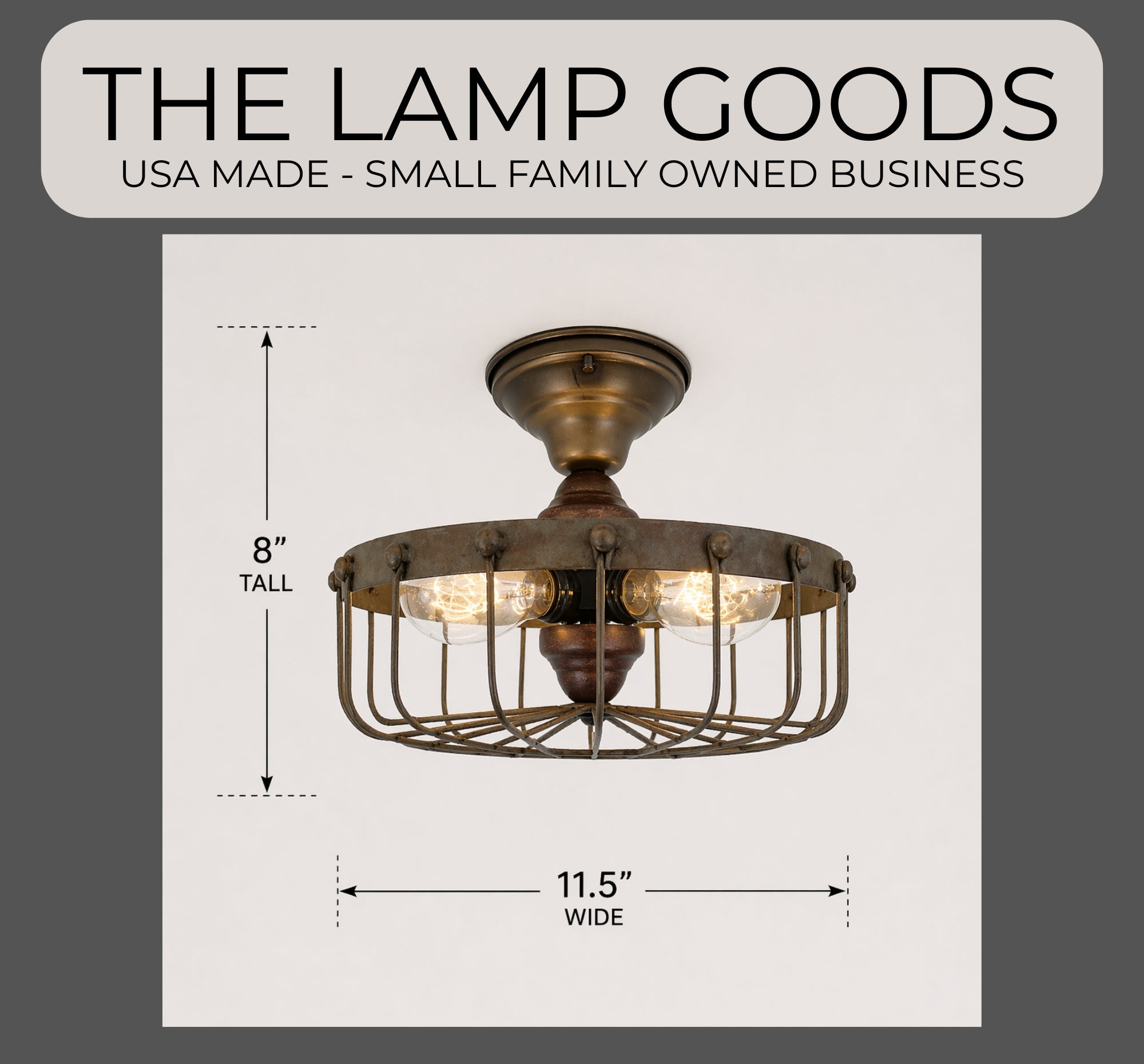 Rustic Industrial Cage Ceiling Light | 11.5"