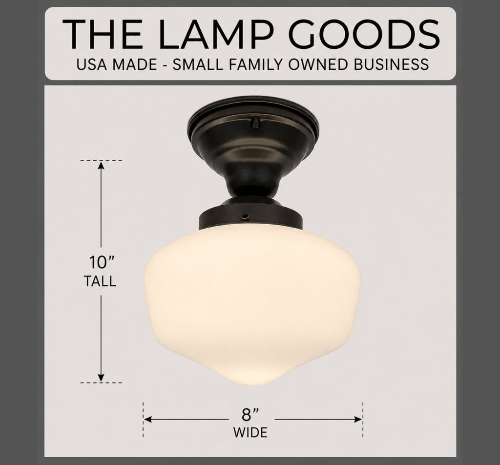 Modern Milk Glass Schoolhouse Ceiling Light | 8"