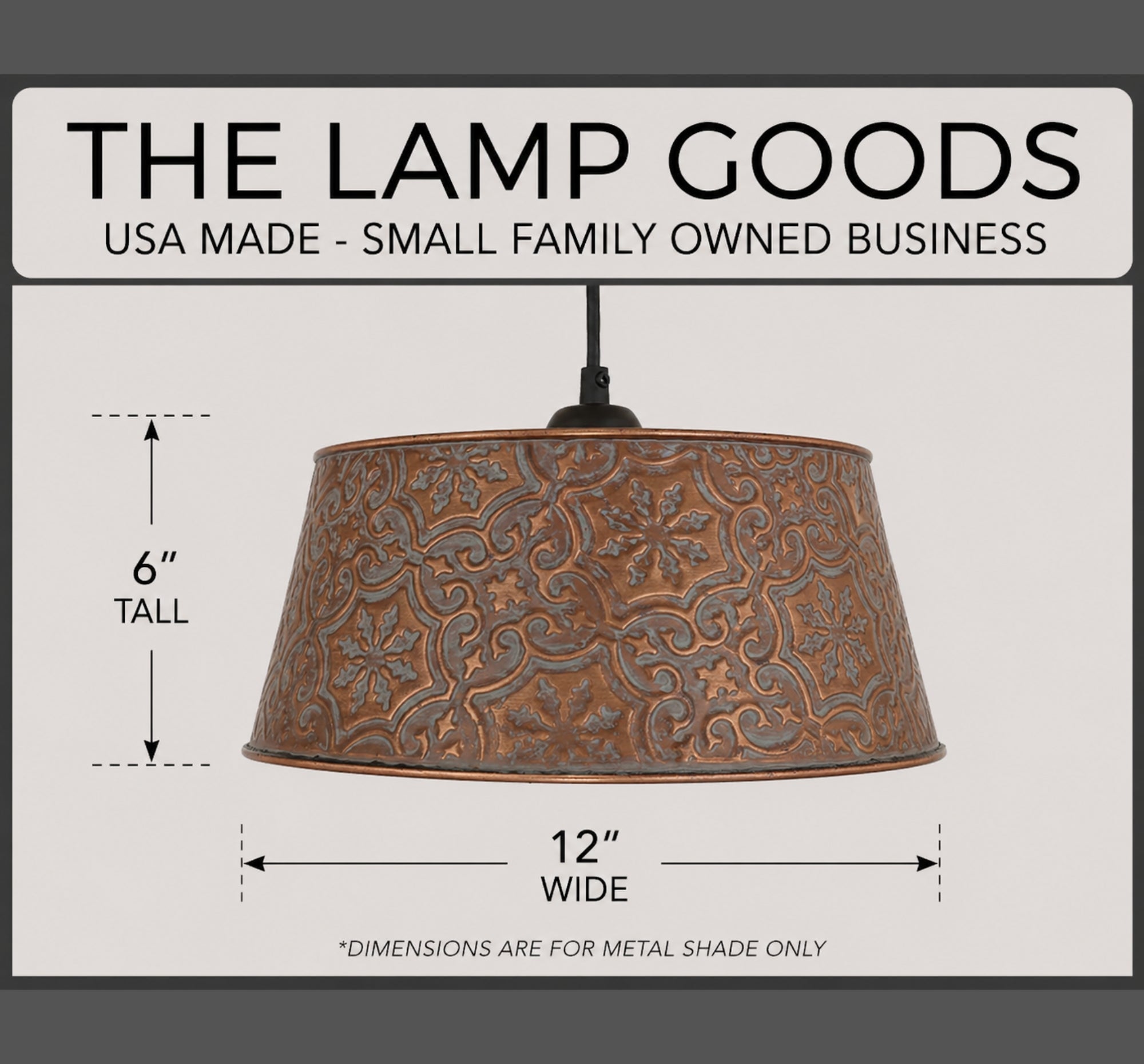 Ornate Copper Pendant 1-Light | 12" | Farmhouse Kitchen & Dining