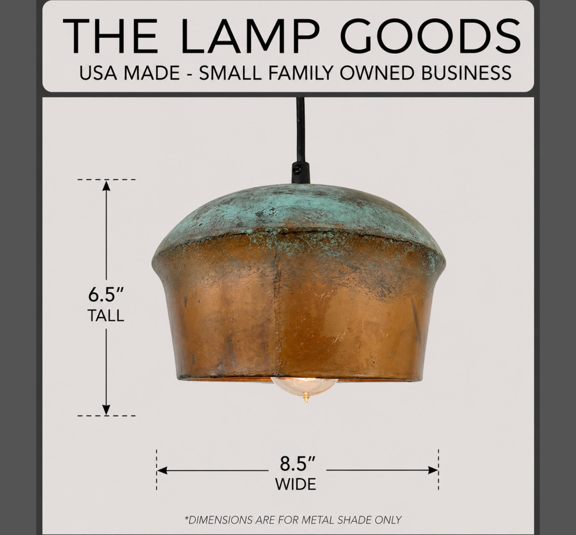 Handcrafted Copper Pendant Light | 8.5" | Farmhouse Kitchen Pendant